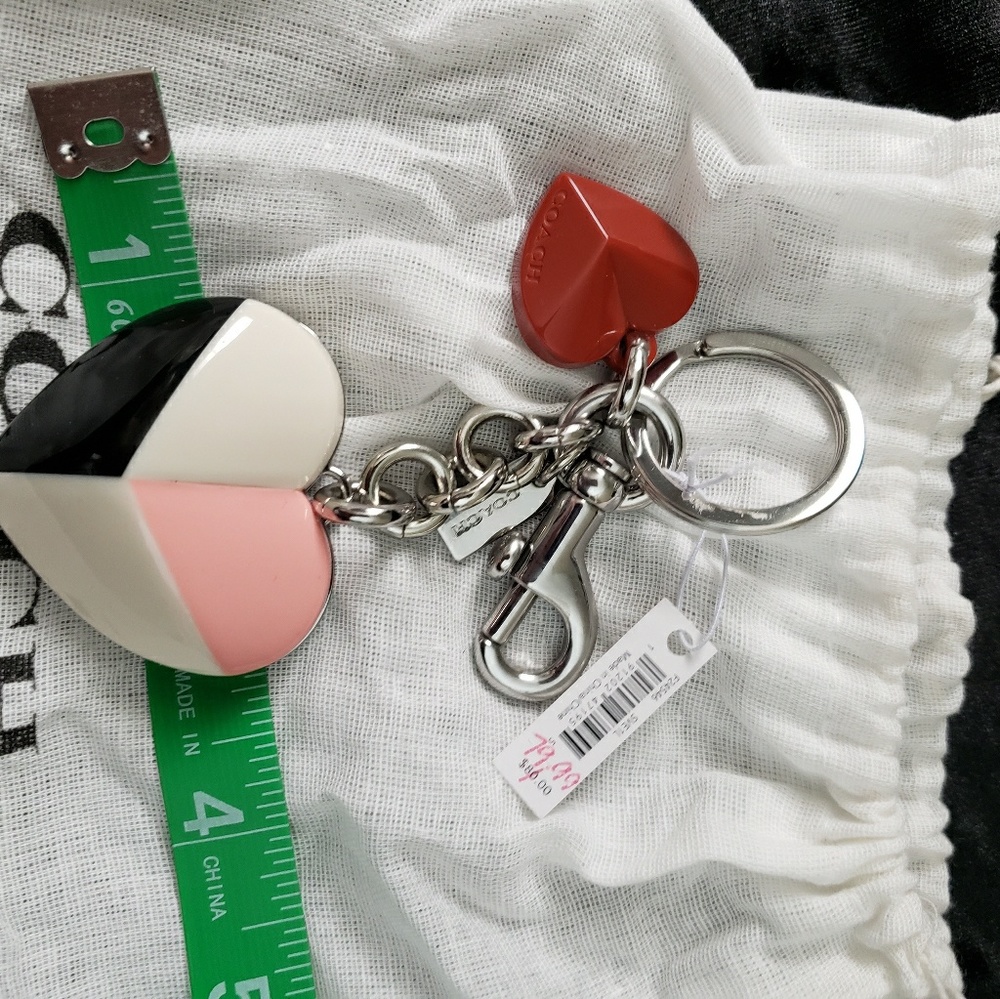 New coach multi colored heart keychain